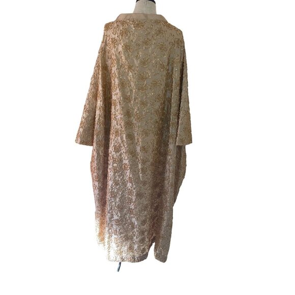 Vintage Womens Coat One Size Gold Custom Embroidered Sequin Caftan Evening - Picture 2 of 7